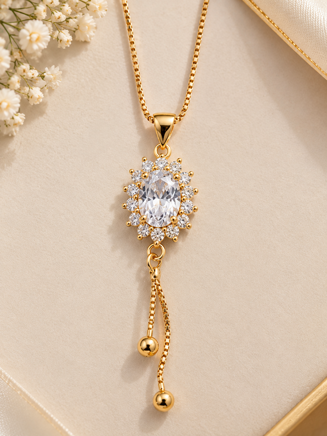 Crystal Floral Drop Pendant