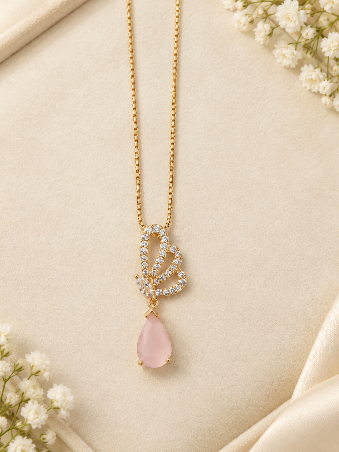 Rose Quartz Crystal Drop Necklace