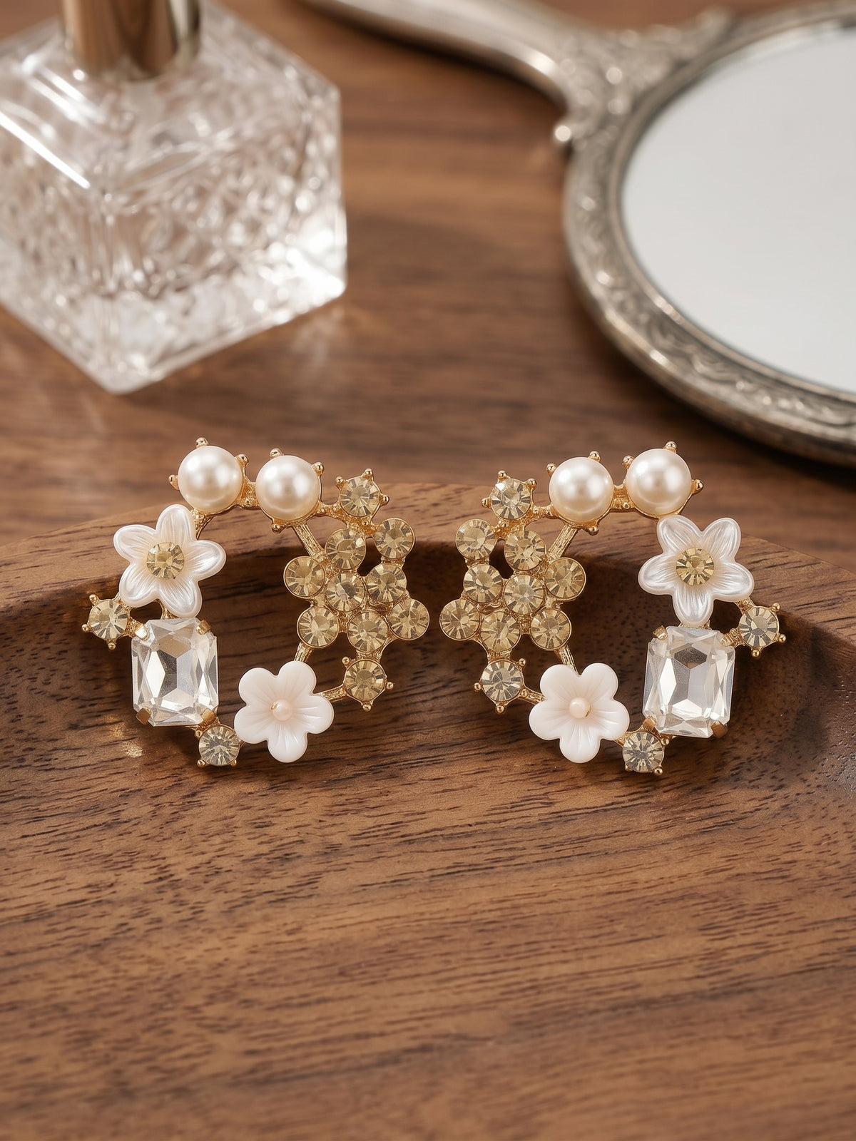 Blooming Elegance Floral Wreath Stud Earrings