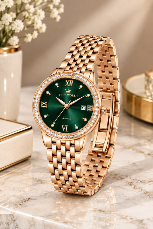 Rose Gold Crystal Elegance Women’s Watch