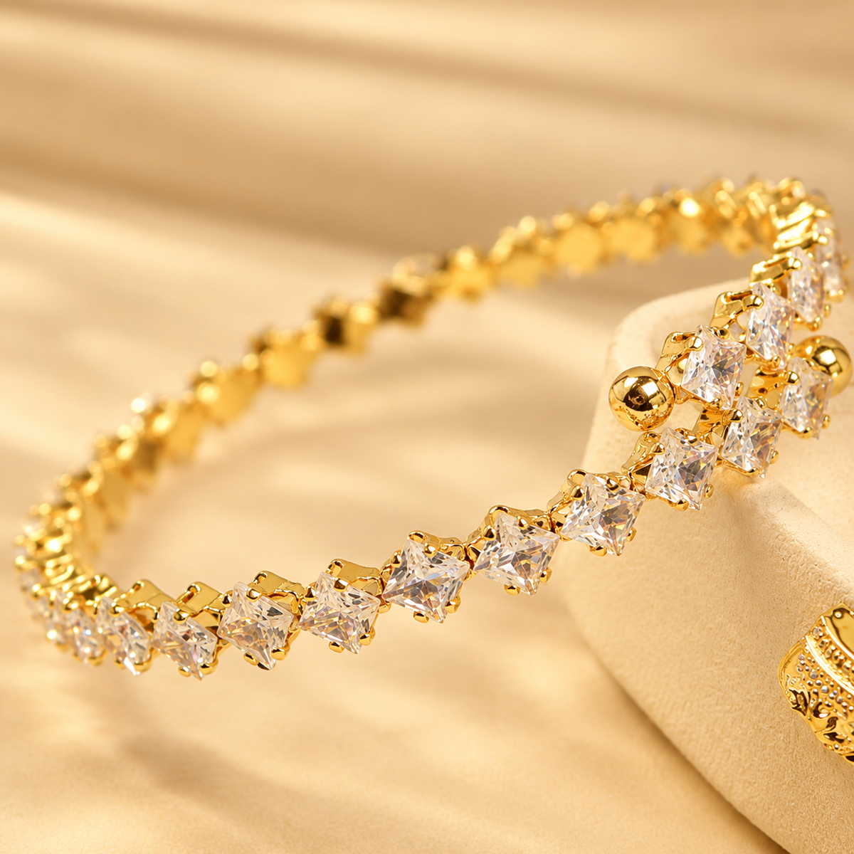 Royal Luxe Trio – Gold CZ Crystal Bracelets