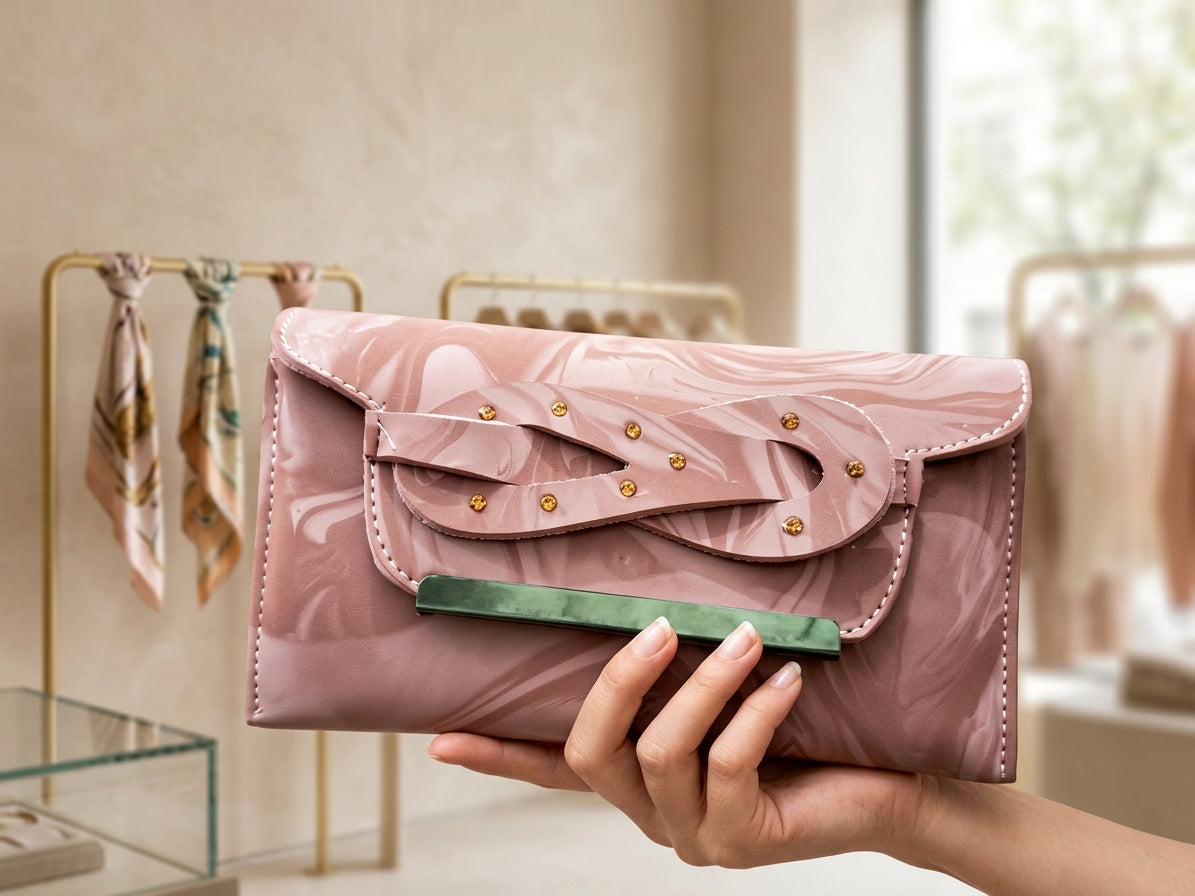 Rose Agate Infinity Envelope Clutch