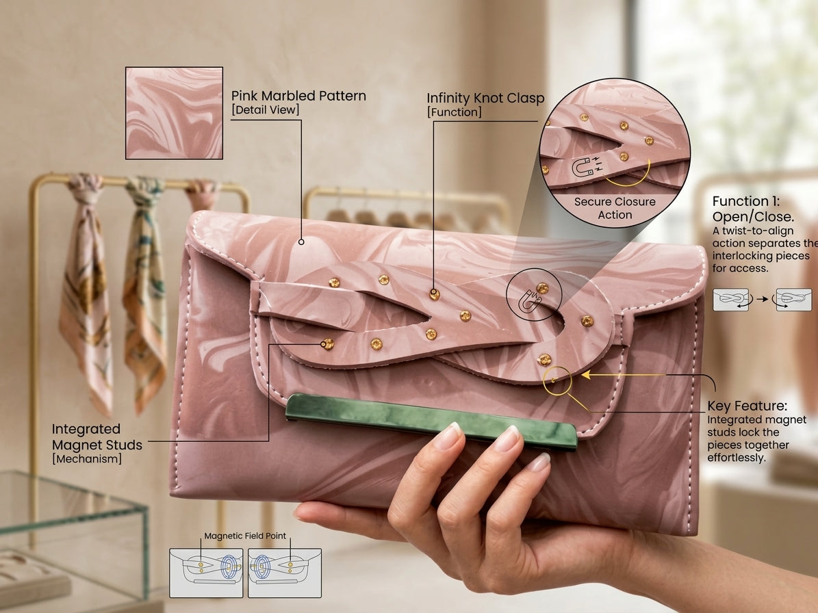 Rose Agate Infinity Envelope Clutch