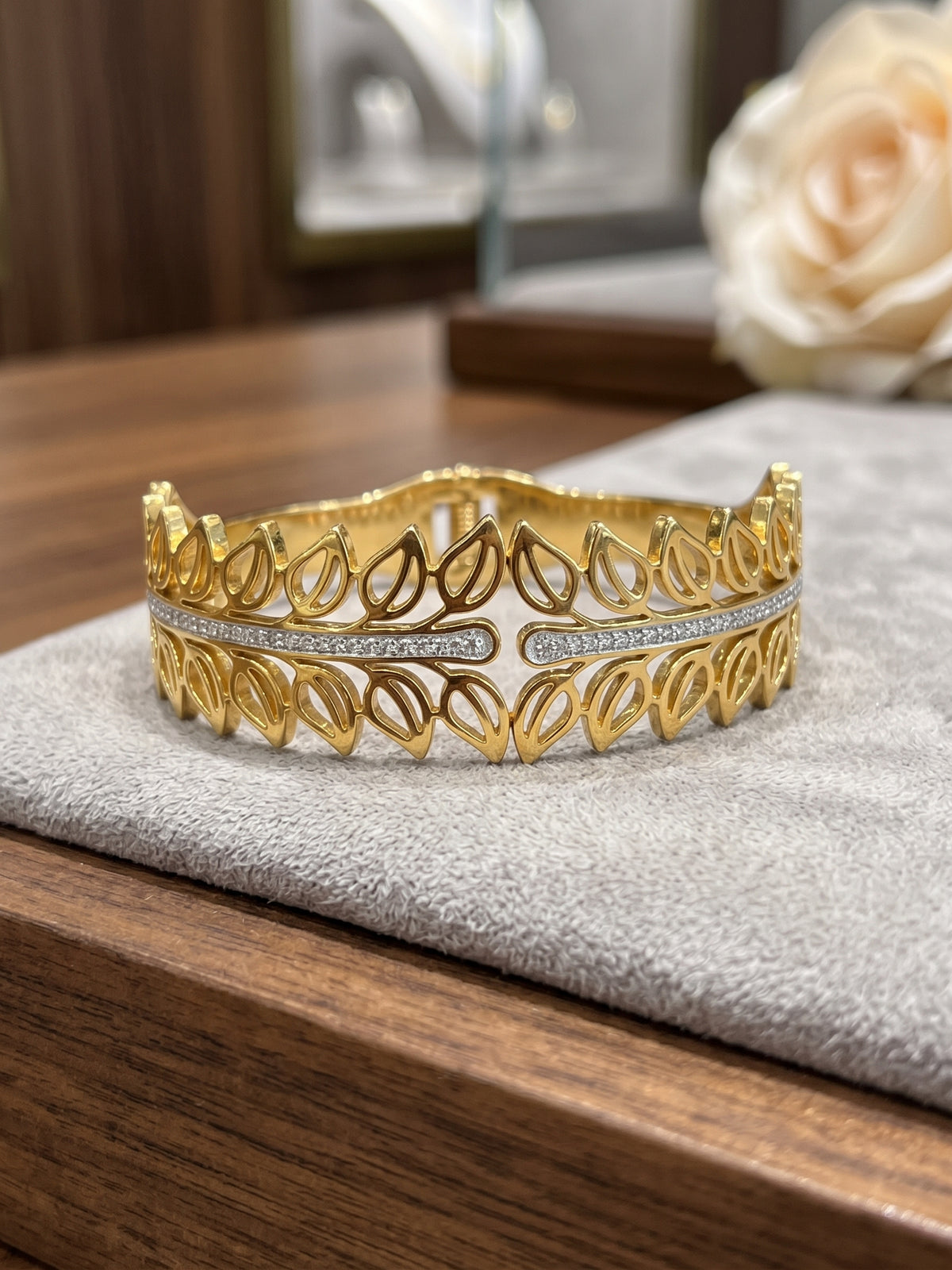 Golden Olive Leaf Filigree Cuff
