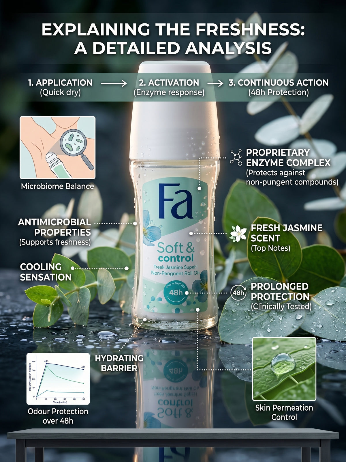 Fa Soft & Control: 48H Botanical Performance Infographic