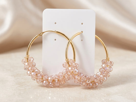 Rose Gold Beaded Statement Hoops