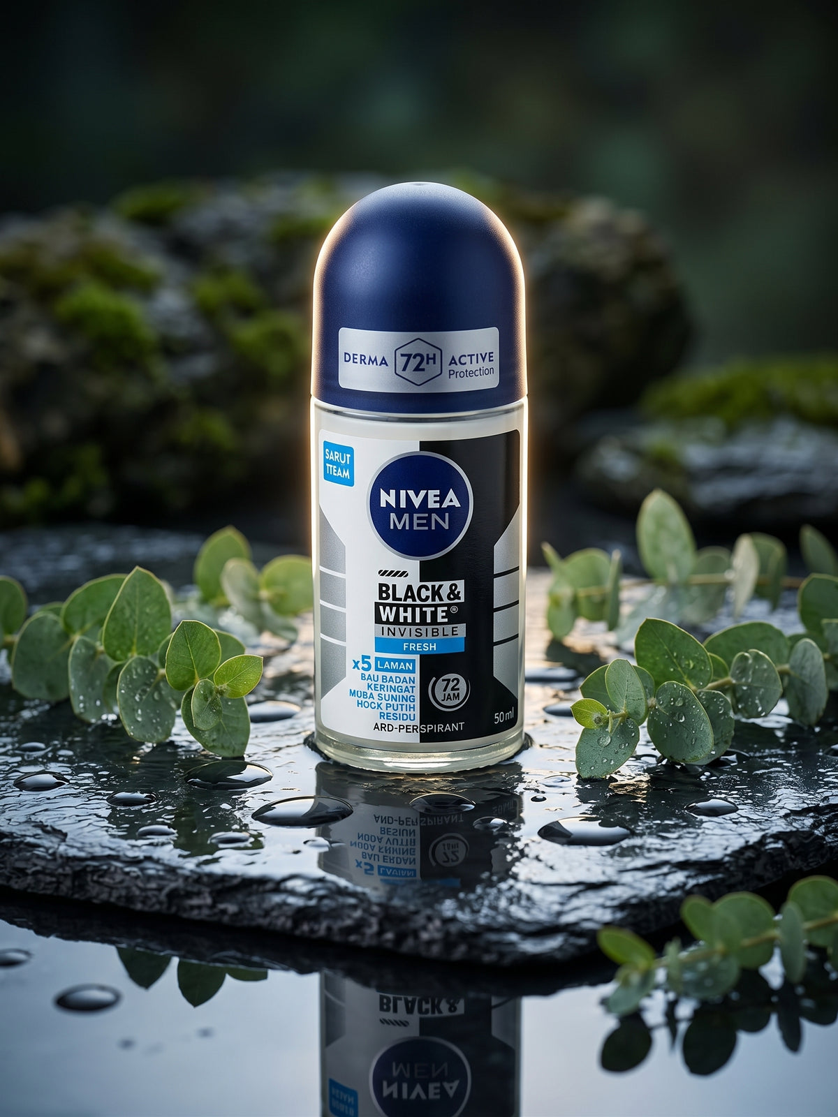 NIVEA MEN Black & White Invisible Fresh Roll-On Antiperspirant Deodorant