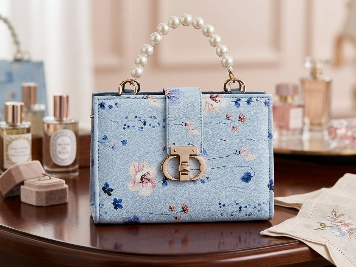 The "Lumière" Pearl-Handle Floral Box Bag