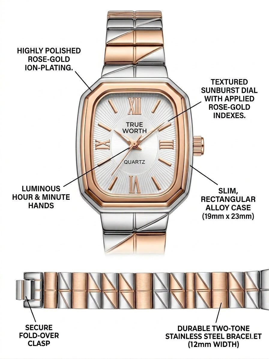 True Worth "Amour" Rose Gold Link Watch